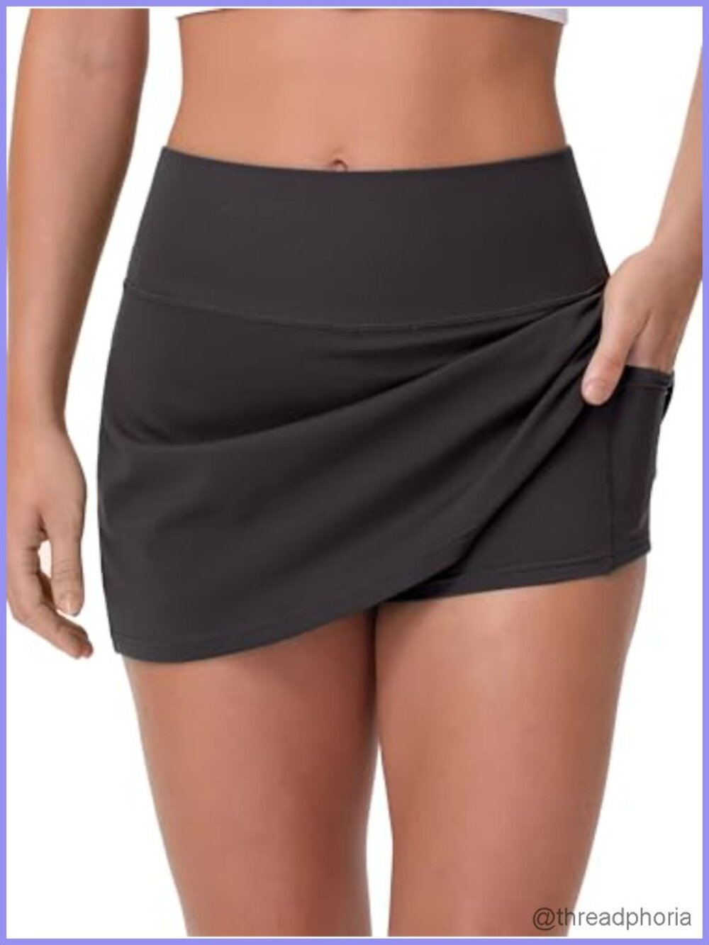 High Waisted Tennis Skort with Inner Shorts and Pockets, Nylon Lycra Elastane